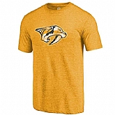 Men's Nashville Predators Distressed Team Primary Logo Tri Blend T-Shirt Gold FengYun,baseball caps,new era cap wholesale,wholesale hats